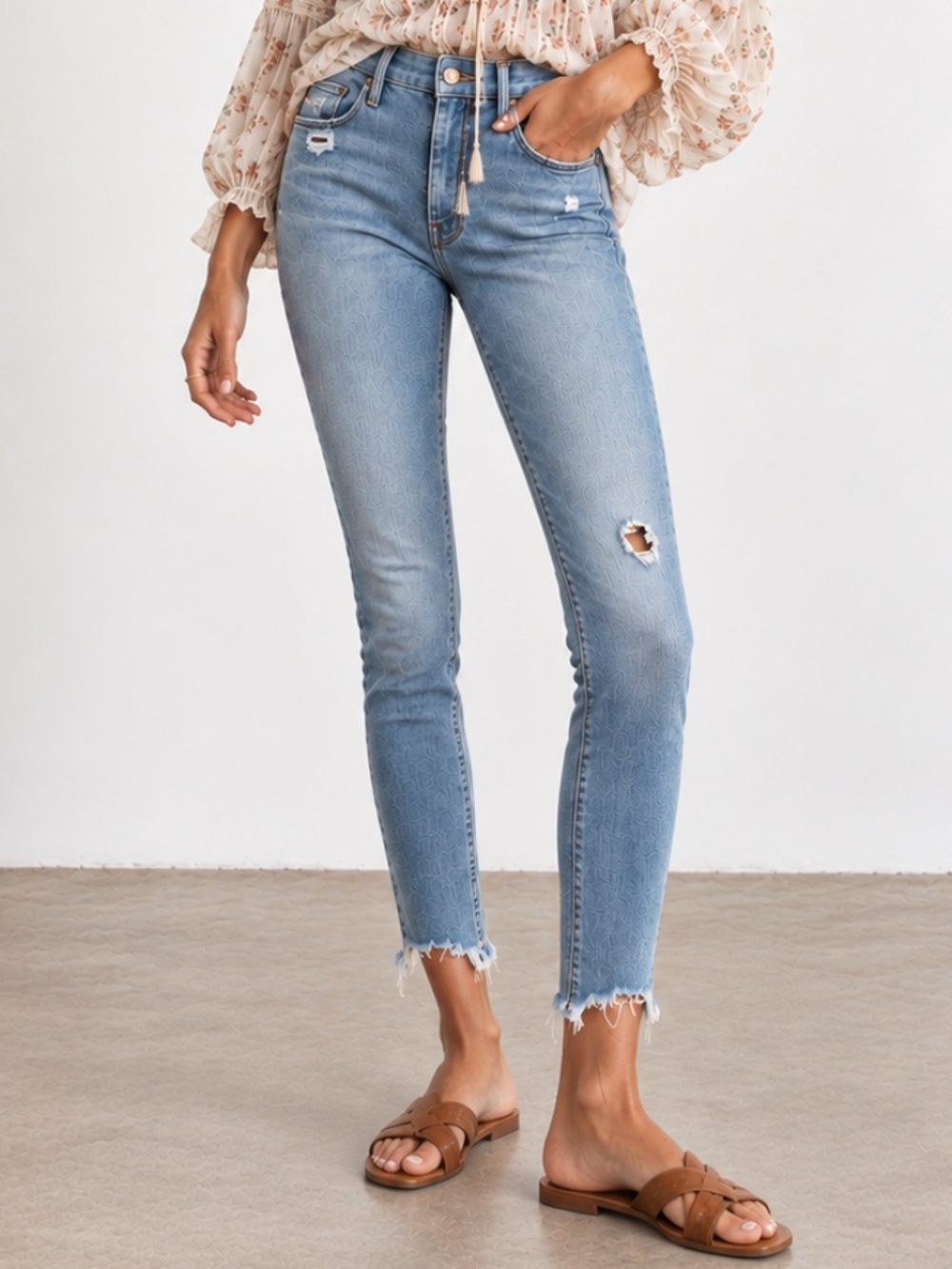 MOTHER The Looker Ankle Step Fray Distressed Skinny Stretch Jeans Size 27 GUC
